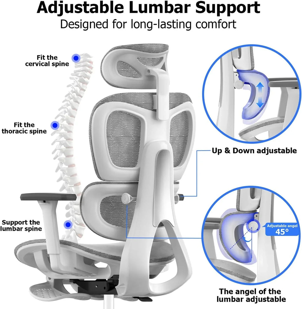 Ergo3D Ergonomic Office Chair �� High Back Mesh Desk Chair with 3D Adjustable Armrests, Wheels, for Home and Office (Black)