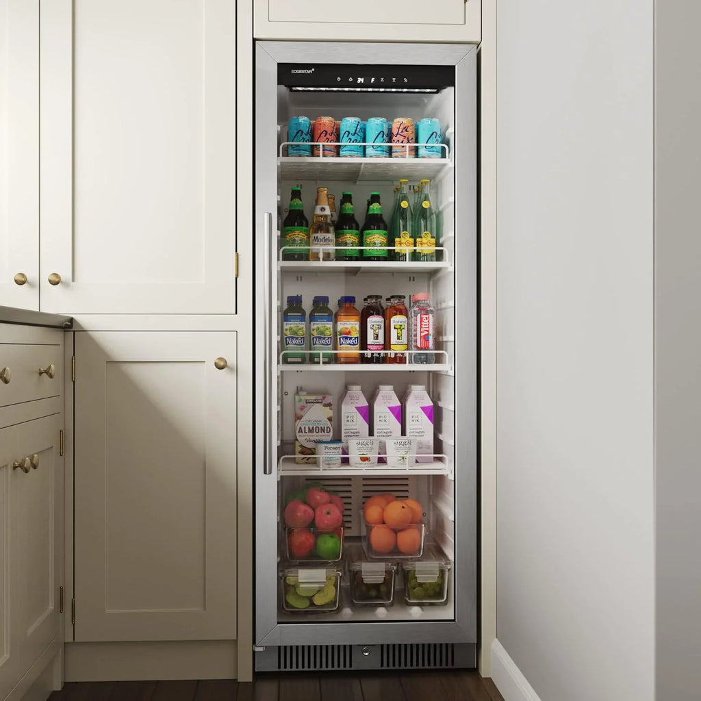 EdgeStar VBM101 22" Wide 10.1 Cu. Ft. Commercial Beverage Merchandiser – Stainless Steel, Temp Alarm, Reversible Door
